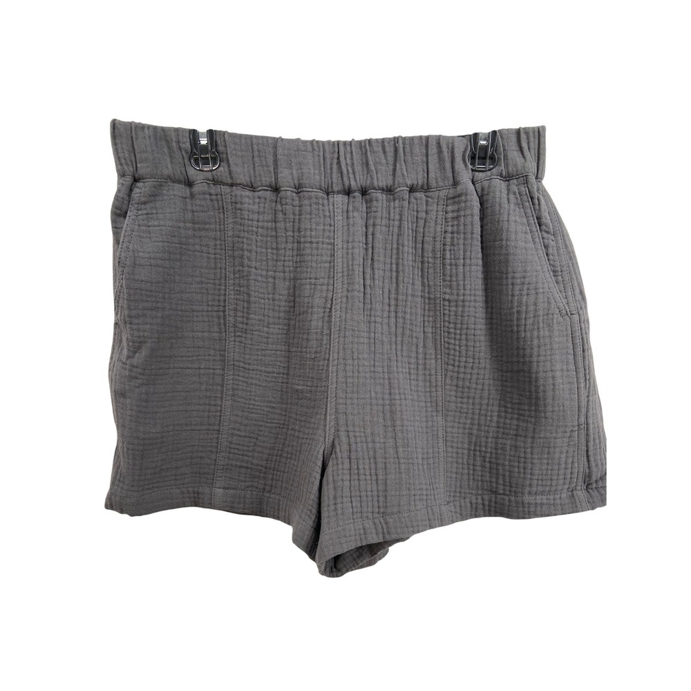 Madewell Shorts Womens‎ Sz L Charcoal Grey Double Gauze Cotton Pull On Pockets